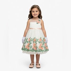 American Princess Ivory Satin & Tulle Flower Girl Dress